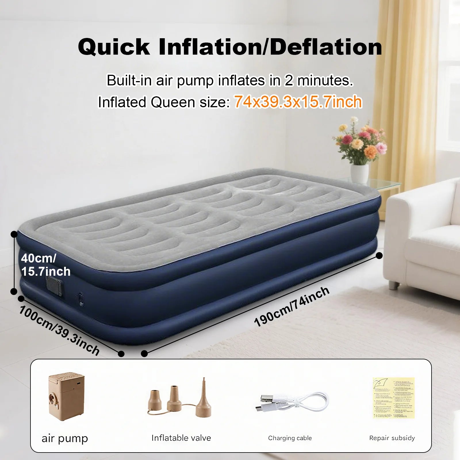Comfortable 1-2 Person PVC Automatic Inflatable Mattress image