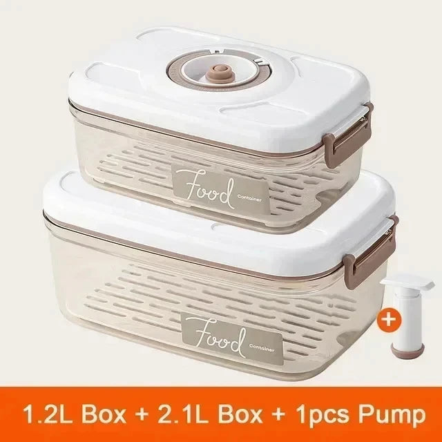 Food Vacuum Storage Box – Preserve Freshness with Large Capacity Containers - 1.2L 2.1L Hand Pump image
