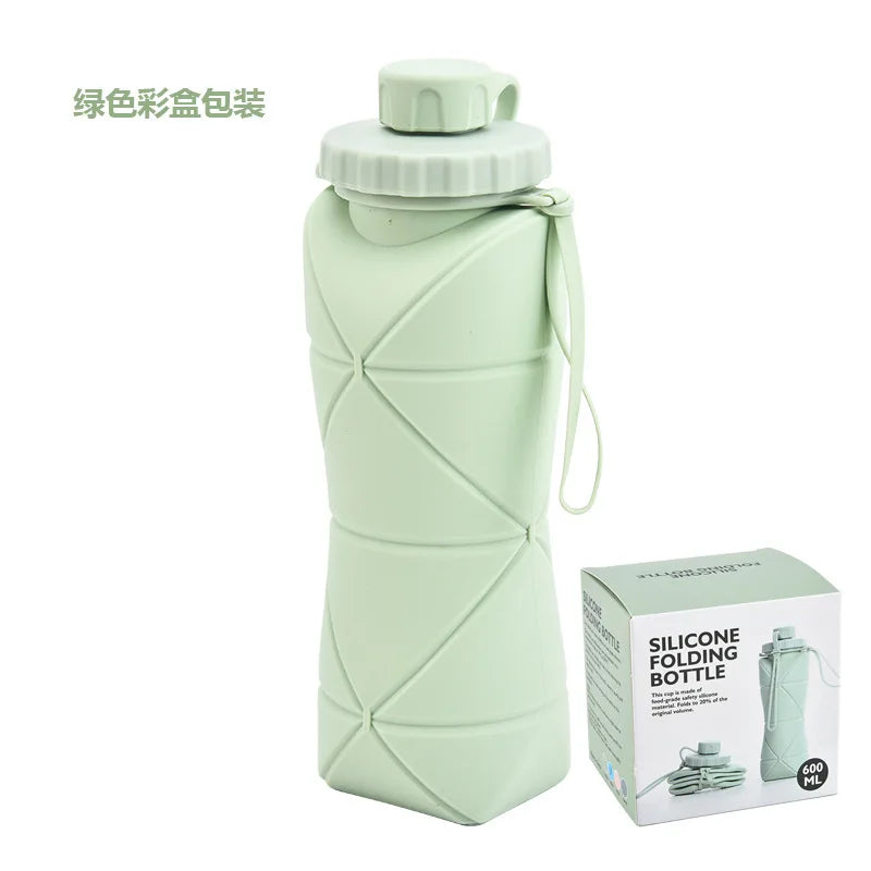 Silicone Collapsible Sports Water Bottles – Perfect for Outdoor Adventures - green, 600ML image
