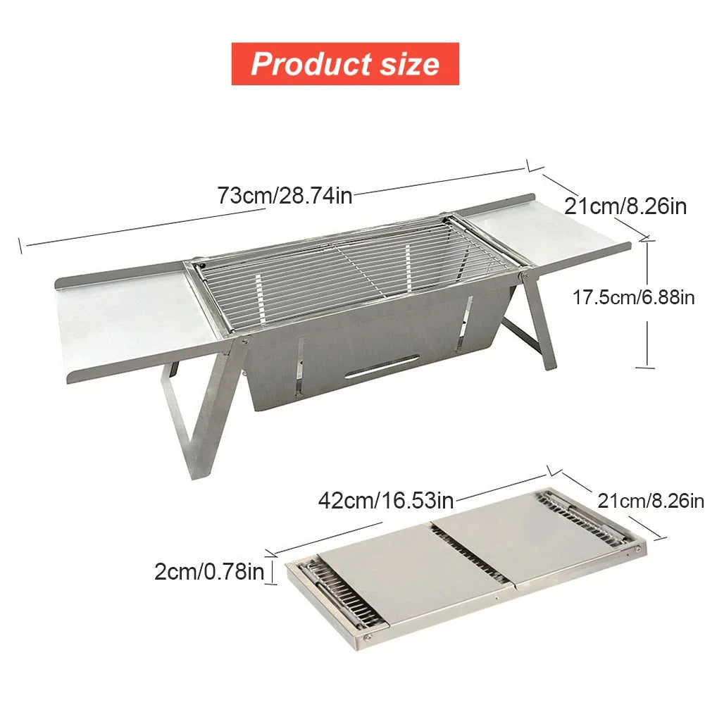 Stainless Steel Folding Barbecue Grill – Portable &amp; Smokeless Outdoor Cooking image 4