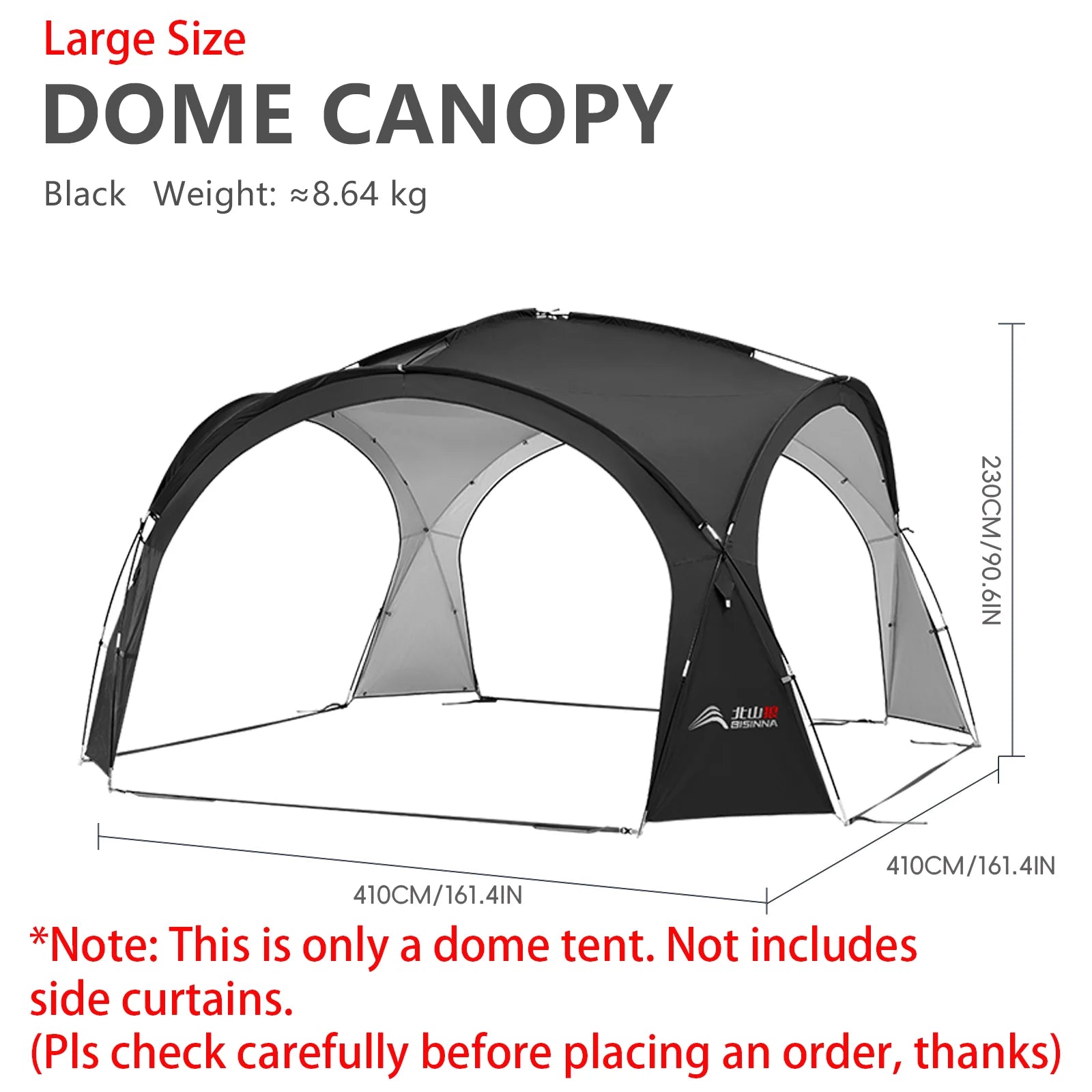 BISINNA Outdoor Camping Dome Tent – Luxury Canopy for Family Picnics - Dome tent L image