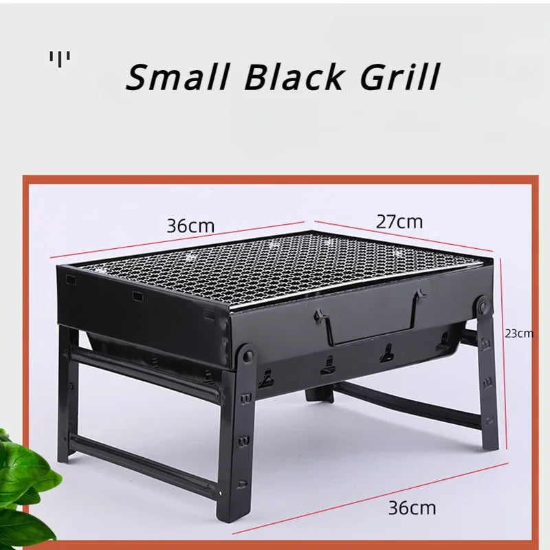 Portable 60cm Foldable Barbecue Grill for Outdoor Gatherings - Small Black Grill image