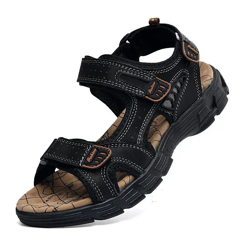 Genuine Leather Men's Sandals – High-Quality Summer Footwear for Leisure &amp; Hiking image 2