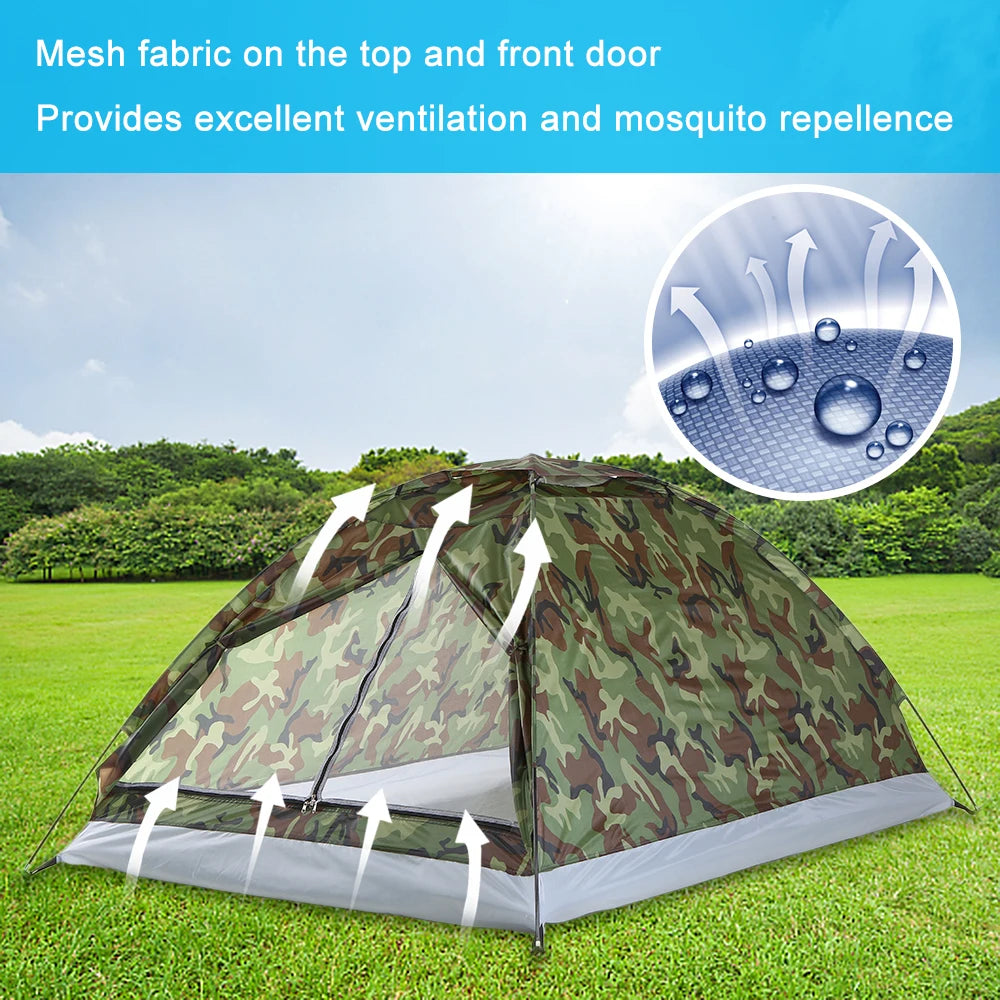 Portable Camouflage Camping Tent – Waterproof &amp; Windproof for Outdoor Adventures image 2
