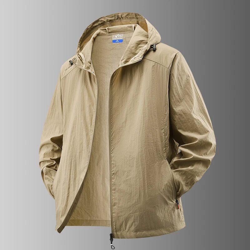 Summer Waterproof Hiking Jackets for Men – Versatile Outdoor Gear - Khaki, XL 165CM 63-70Kg image