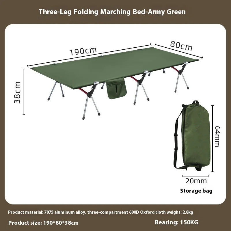 Lohascamping 90cm Widen Ultralight Folding Camping Cot – Portable and Versatile - 3 leg cot green 80cm image