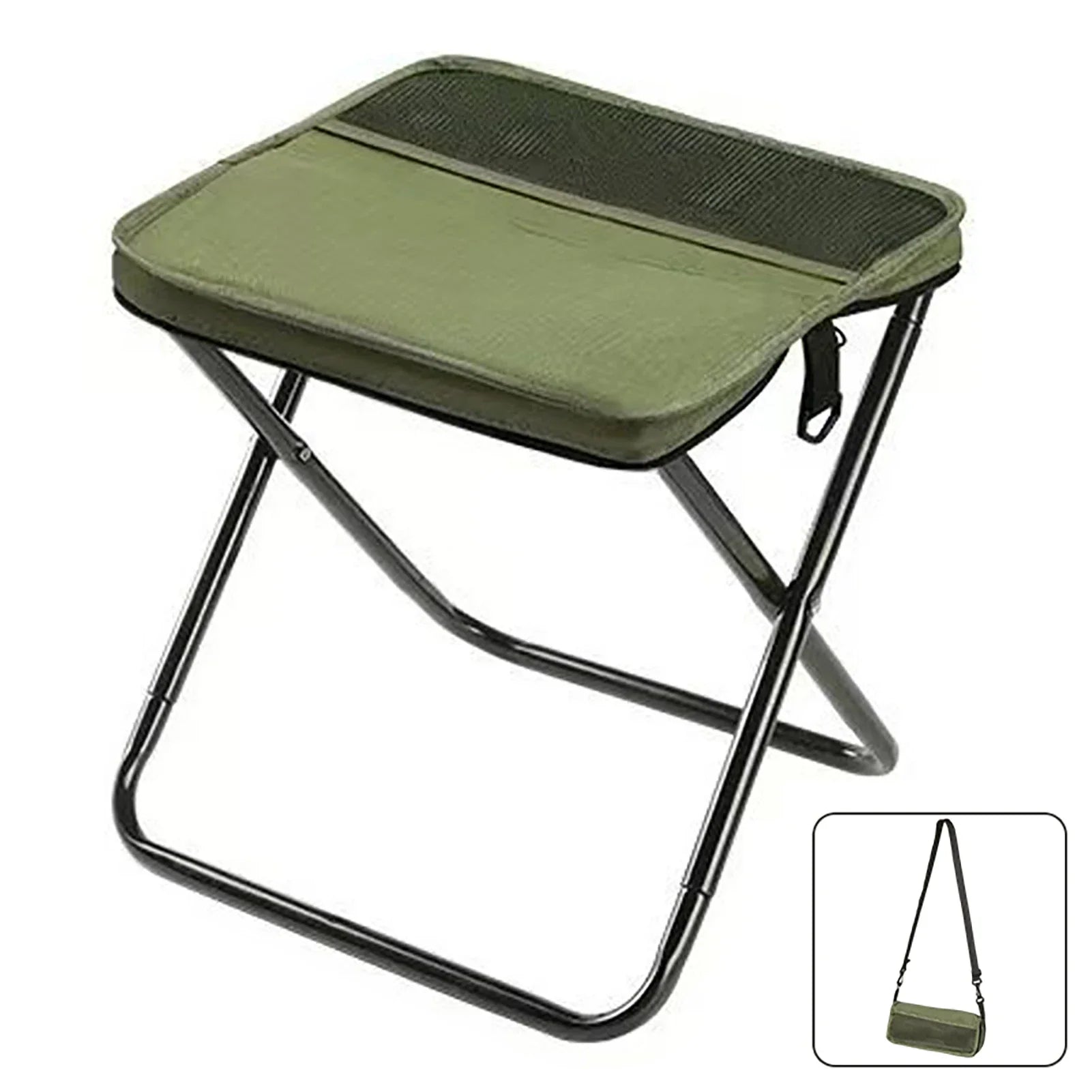 Foldable Backpack Stool – Portable Camping Chair for Outdoor Adventures - Green L image