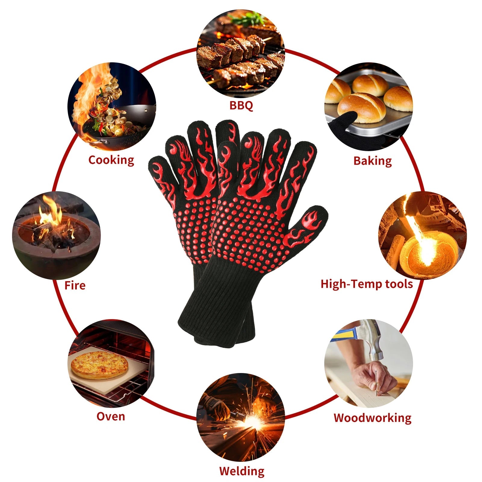 Flame Retardant Non-slip BBQ Fire Gloves – Ultimate Heat Protection image 3