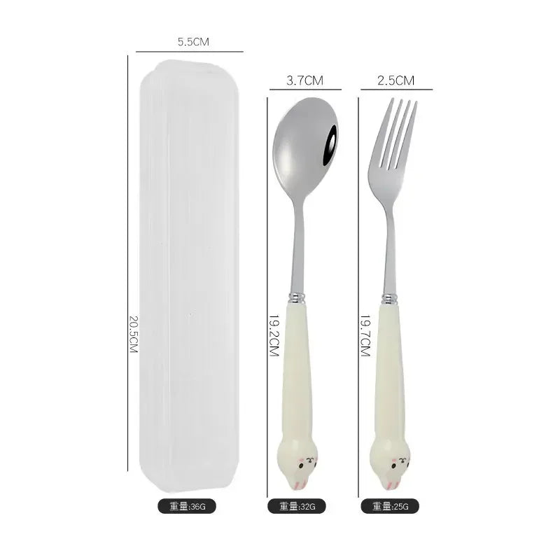 Portable Cartoon Tableware Set for Kids – Fun &amp; Durable Utensils with Case image 17