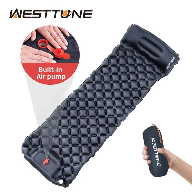 WESTTUNE Ultralight Camping Inflatable Mattress with Built-in Pillow image 0