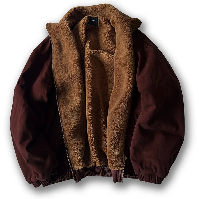 Japanese Vintage Polar Fleece Jacket – High-Quality Winter Streetwear - Red, 4XL image