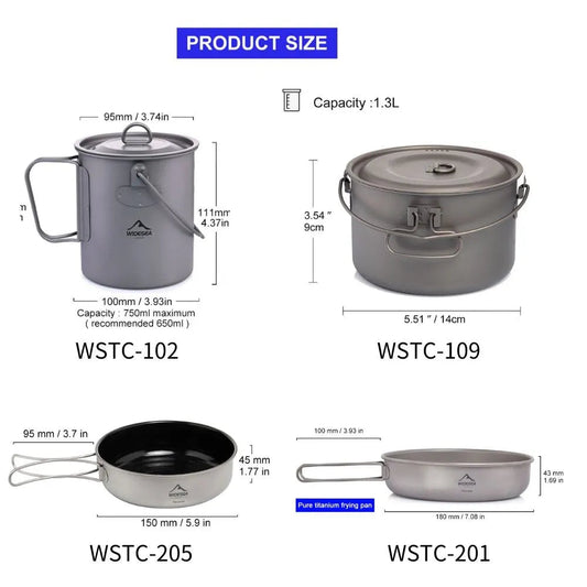 Widesea Camping Tableware Titanium Cookware Set – Ultimate Outdoor Cooking Companion image 1
