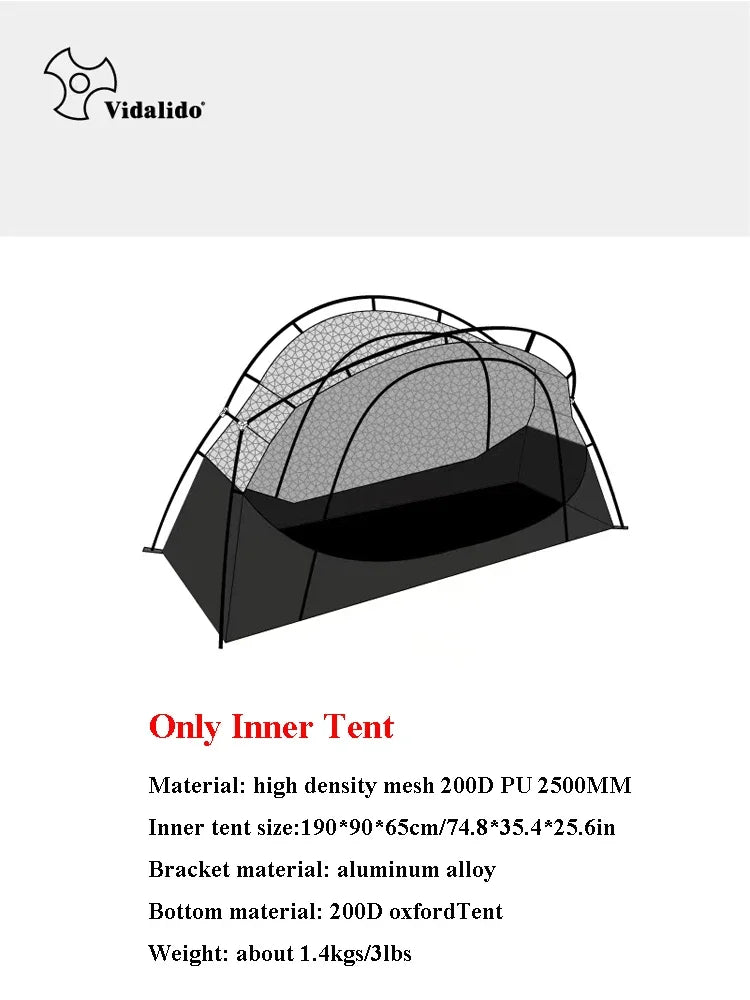 Vidalido Floating Island Tent Cot – Ultralight 1-Person Camping Solution - Inner Tent - Black image
