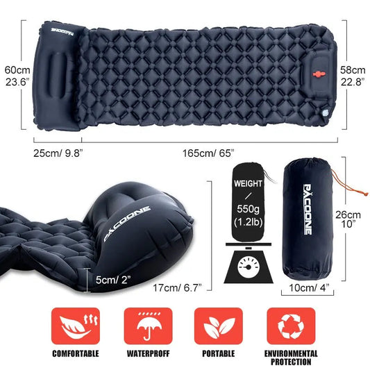 Outdoor Camping Inflatable Mattress – Ultralight Air Mat with Built-In Pump image 1