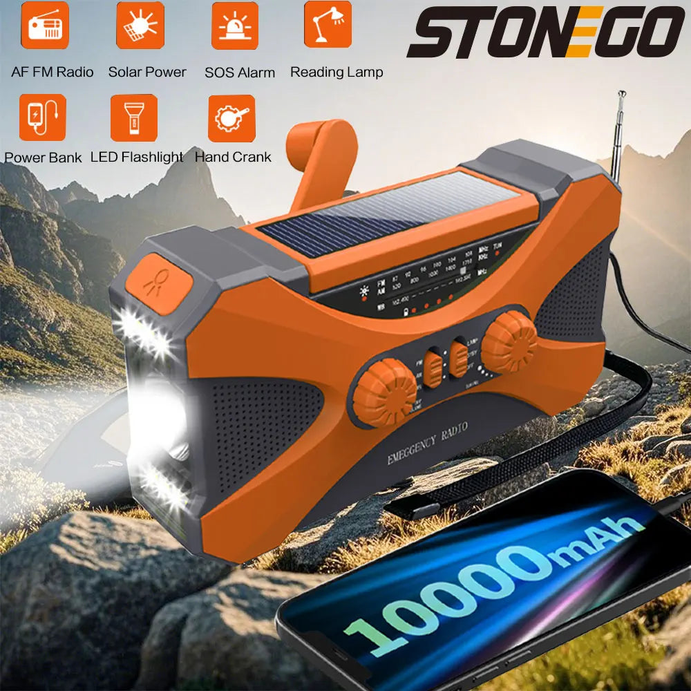 Stay Prepared with the Multifunctional 10000mAh Solar Crank Radio image 0