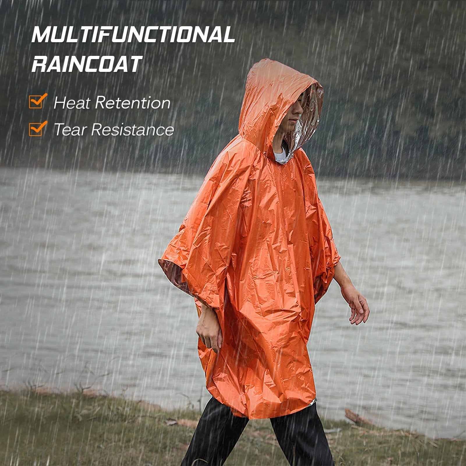 Emergency Rain Poncho Thermal Blanket – Essential Survival Gear image 2