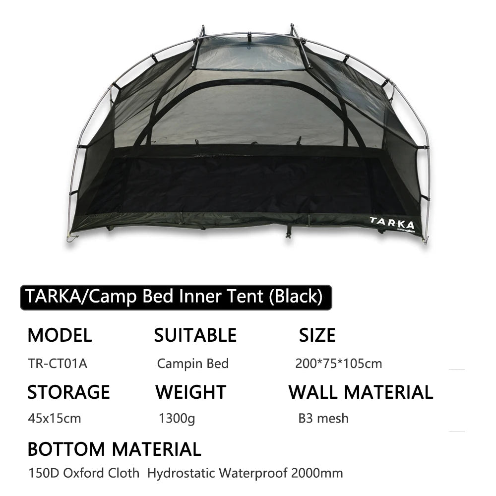 TARKA Camping Bed Tent – Inner Mesh Tent for Insect-Free Summer Adventures - Black image