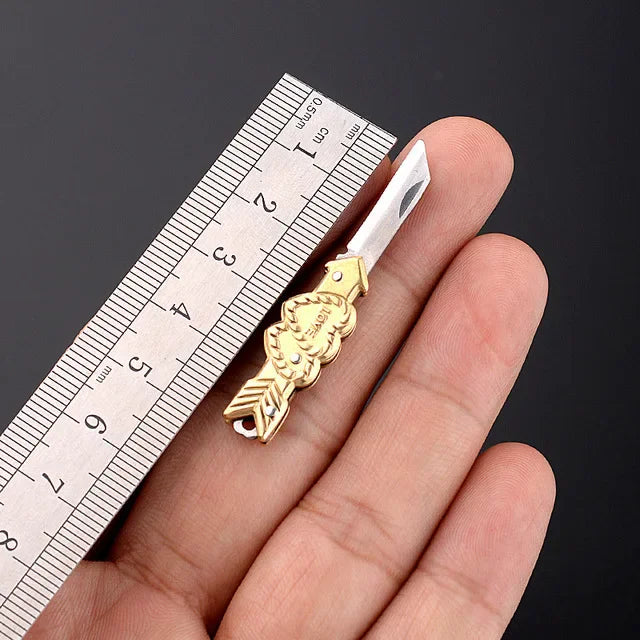 Stainless Steel Mini Mountain Axe – Compact Outdoor Camping Knife - Brass-J image