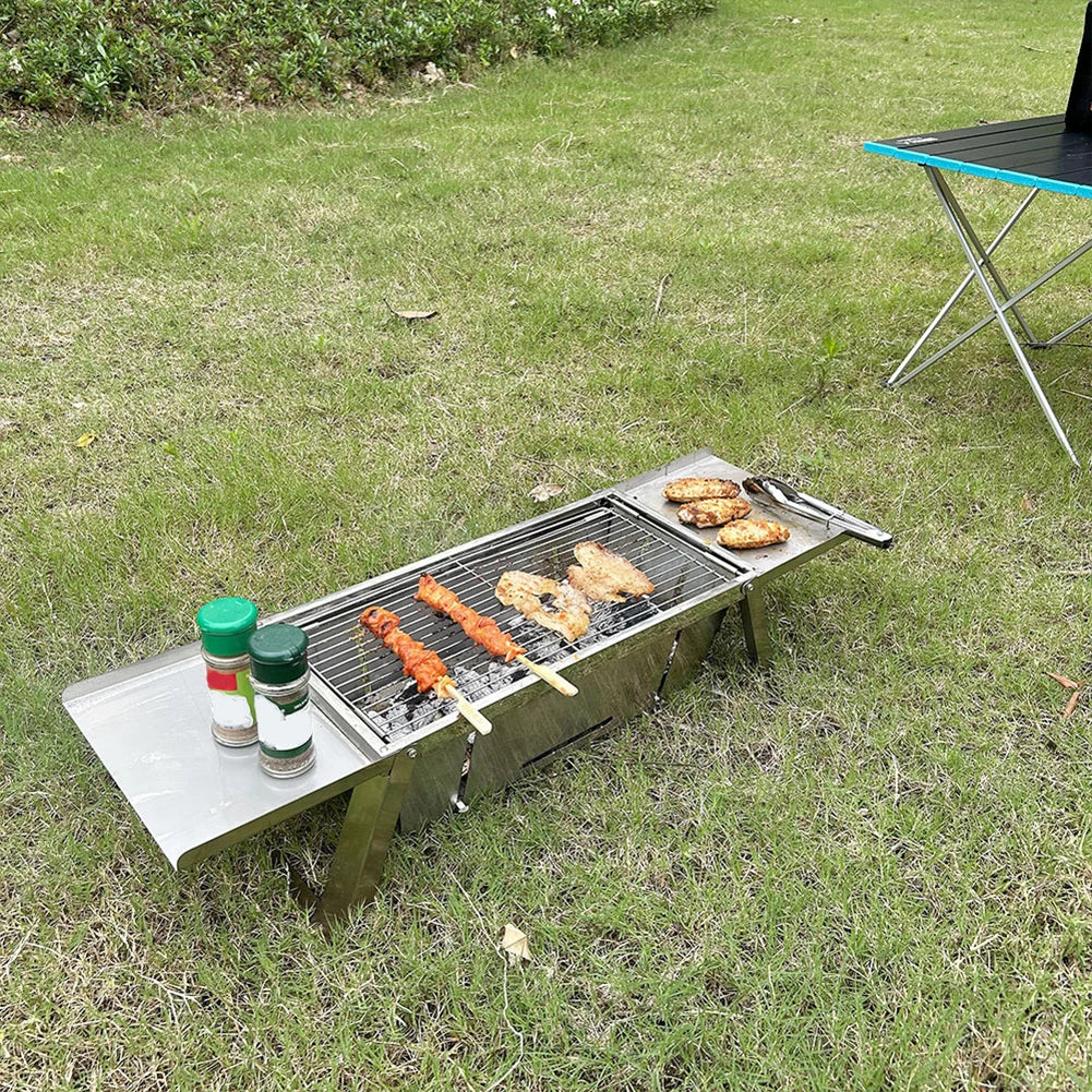 Stainless Steel Folding Barbecue Grill – Portable &amp; Smokeless Outdoor Cooking image 2