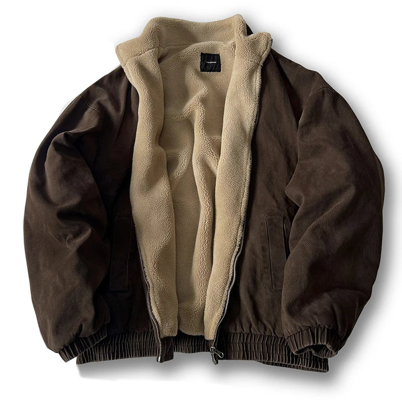 Japanese Vintage Polar Fleece Jacket – High-Quality Winter Streetwear - Brown, XXL image