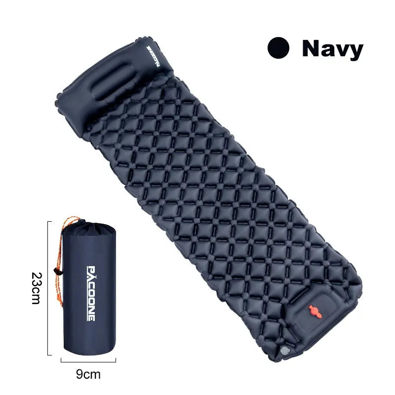 Outdoor Camping Inflatable Mattress – Ultralight Air Mat with Built-In Pump - Navy image