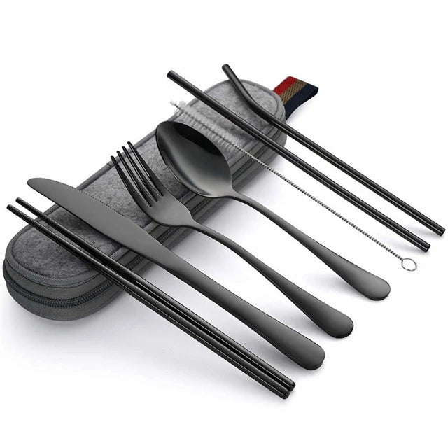 Essential 8-Piece Reusable Travel Cutlery Set for Eco-Conscious Travelers image 7