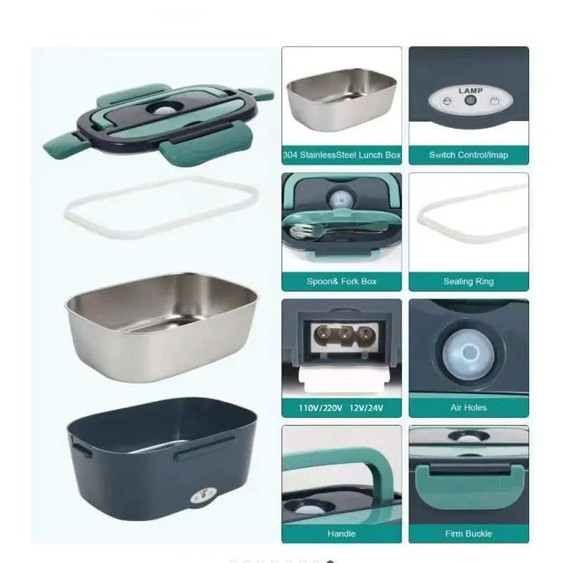 Portable Electric Lunch Box – Stainless Steel Food Warmer for All Settings image 2