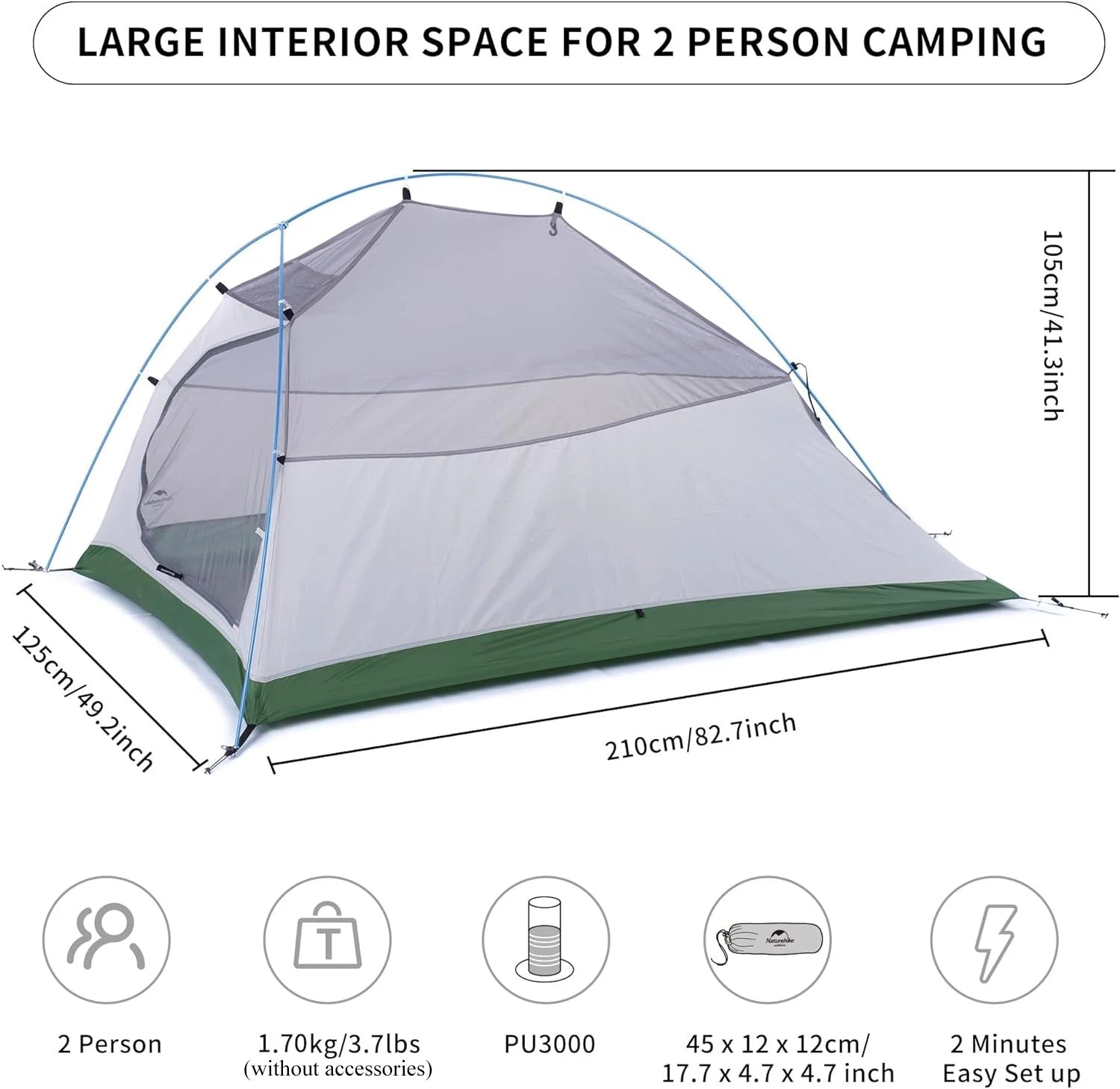 Naturehike Cloud Up 2 Person Tent – Ultralight &amp; Waterproof Camping Shelter image 4