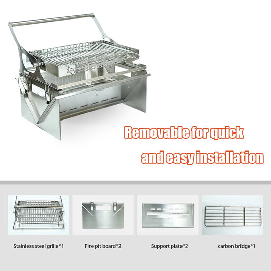 Portable BBQ Grill with 360° Rotating Top Grid for Camping image 0