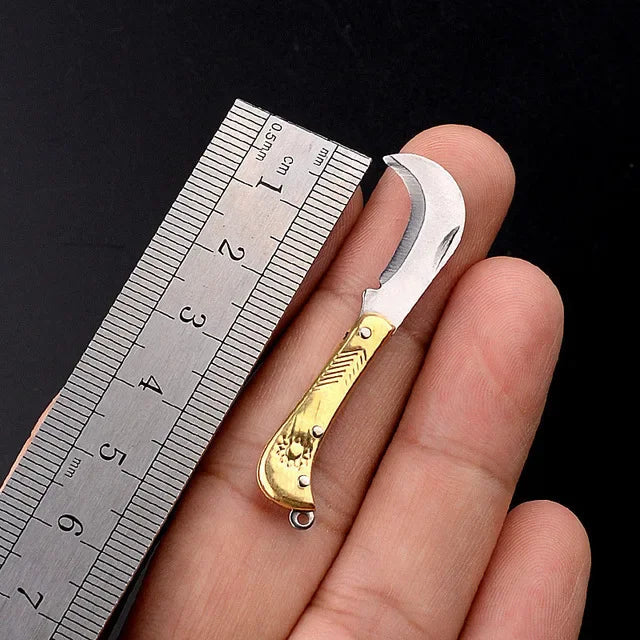 Stainless Steel Mini Mountain Axe – Compact Outdoor Camping Knife - Brass-H image