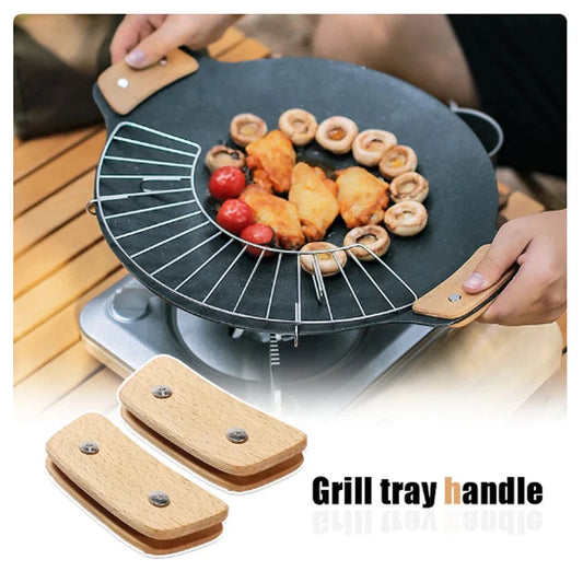 Wooden BBQ Pan Handle – Heat Resistant Insulated Grip Replacement image 1
