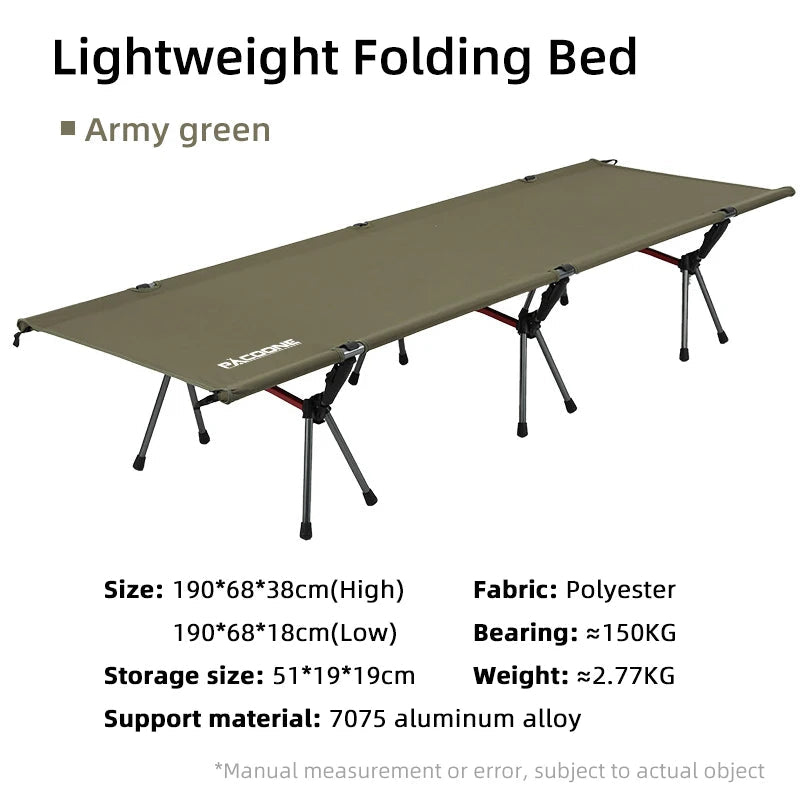 PACOONE Camping Cot – Portable Comfort for Outdoor Adventures - Army green image
