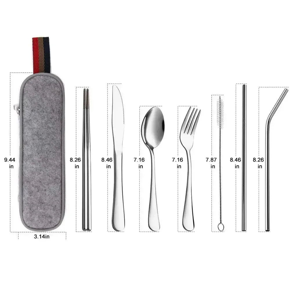 Travel-Friendly Reusable Tableware Set – Portable Stainless Steel Cutlery image 5