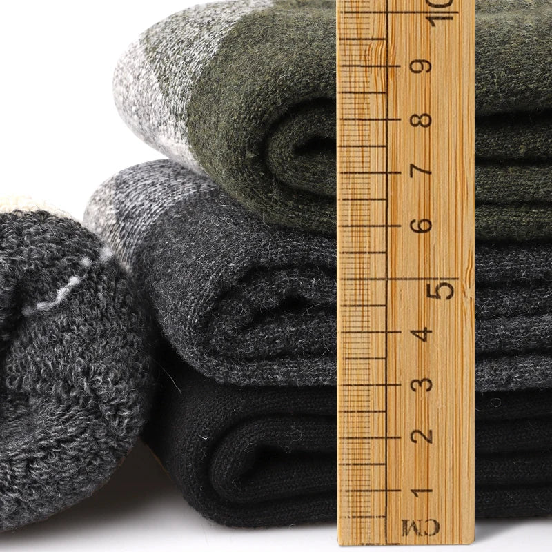 3Pairs Super Thick Merino Wool Socks Male Men Winter Thermal Cashmere Socks Fleece Terry Loop Middle Tube Socks High Quality image 4