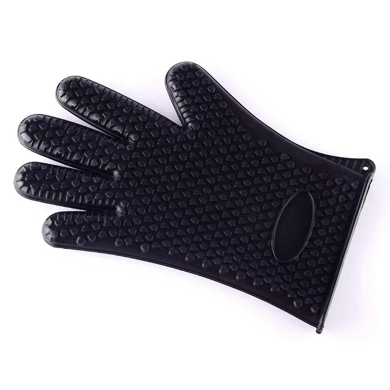 BBQ Silicone Grilling Gloves – Heat Resistant Cooking and Baking Mitts - black image