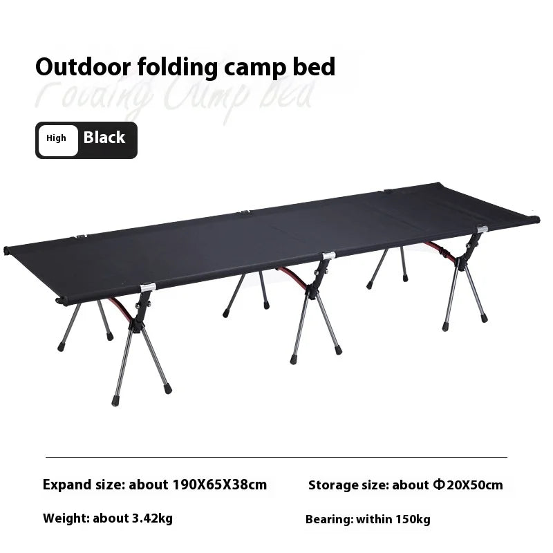 Lohascamping 90cm Widen Ultralight Folding Camping Cot – Portable and Versatile - 3 leg cot black 65cm image