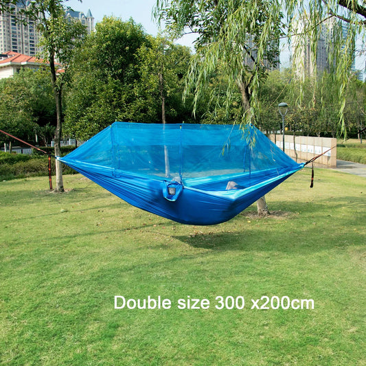 Portable Nylon Camping Hammock with Mosquito Net – Single &amp; Double Size image 1