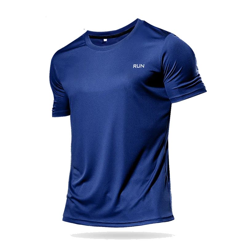 High Quality Polyester Men's Quick Dry Running T-Shirt – Perfect for Fitness and Training - Blue, XXXL (77-85 KG) image