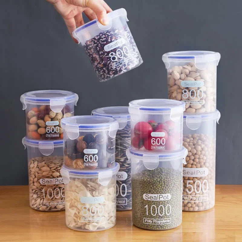 4Pcs Sealed Storage Box Set – Transparent Kitchen Food Organizers image 0