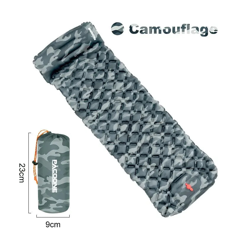 Outdoor Camping Inflatable Mattress – Ultralight Air Mat with Built-In Pump - Camoulfage color image