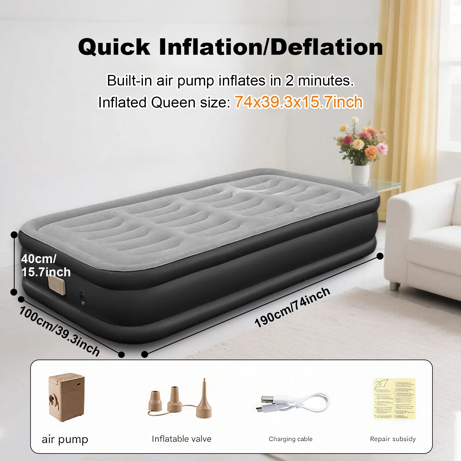 Comfortable 1-2 Person PVC Automatic Inflatable Mattress image