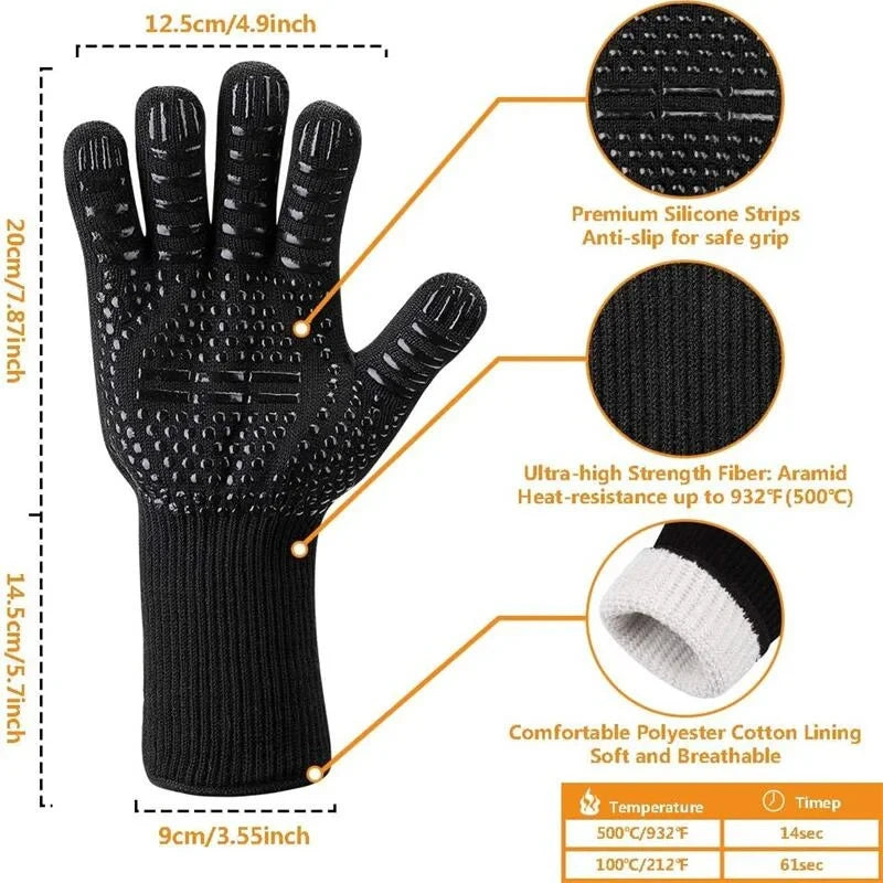 1472°F Heat Resistant Oven Mitts – Silicone BBQ &amp; Grilling Gloves image 5