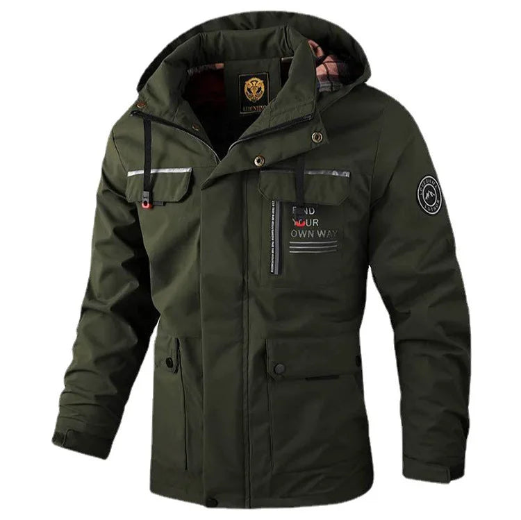 Fashion Men's Casual Windbreaker Jackets – Hooded &amp; Waterproof Winter Coat - Picture color 1, 6XL image