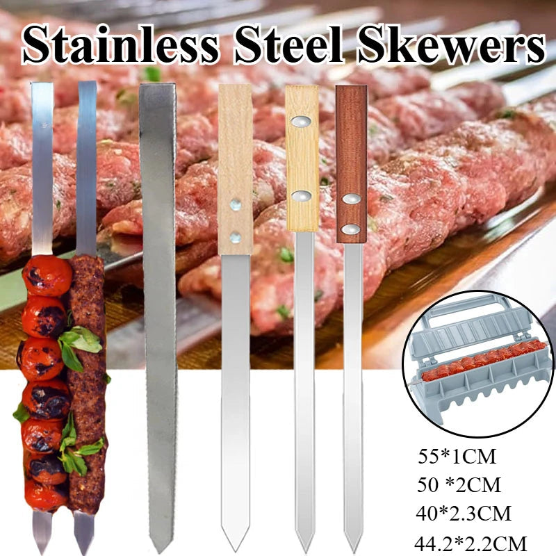 Premium Stainless Steel Kebab Skewers for Global Culinary Delights image 0