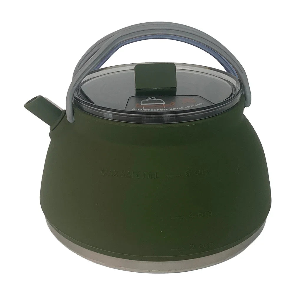 Portable Foldable Silicone Kettle for Outdoor Adventures - Green 1 kett image