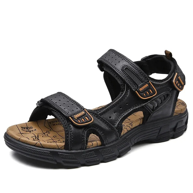 2024 New Genuine Leather Men's Sandals – Durable Summer Outdoor Footwear image
