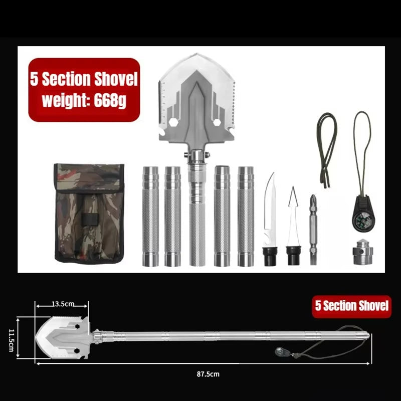 Outdoor Multifunctional Folding Shovel – Essential Survival Gear - 5 Section Shovel image