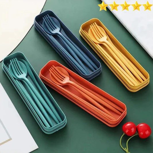 [Hot Sales] Eco-Friendly Wheat Straw Cutlery Set – Portable 4-Piece Utensils image 0