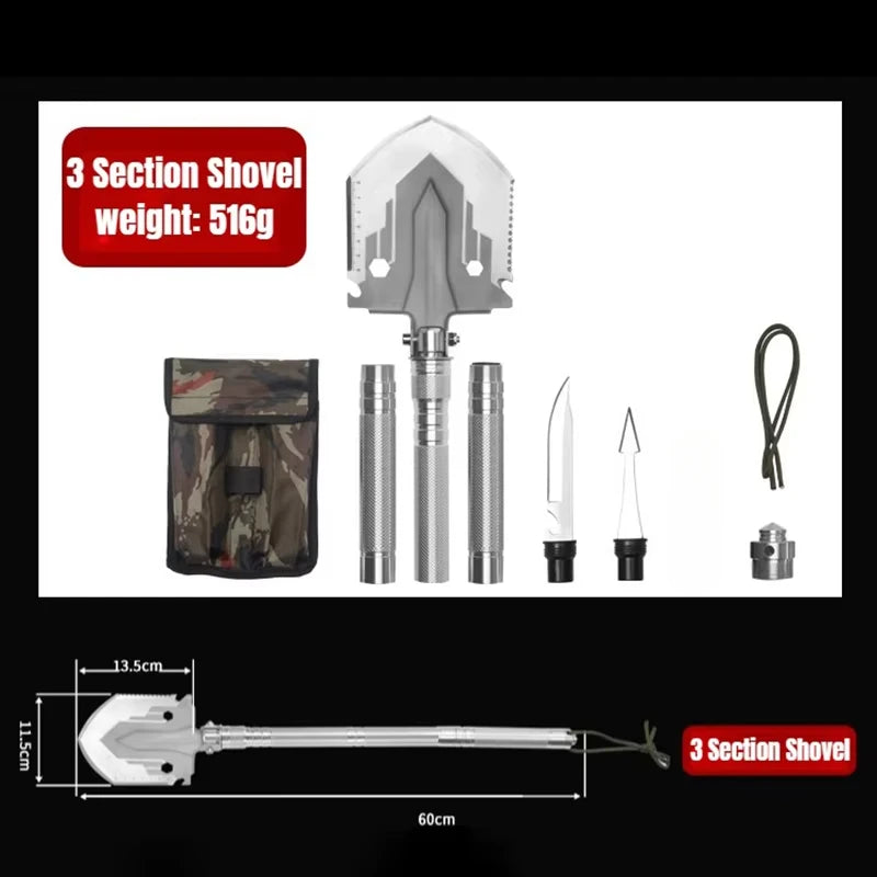 Outdoor Multifunctional Folding Shovel – Essential Survival Gear - 3 Section Shovel image