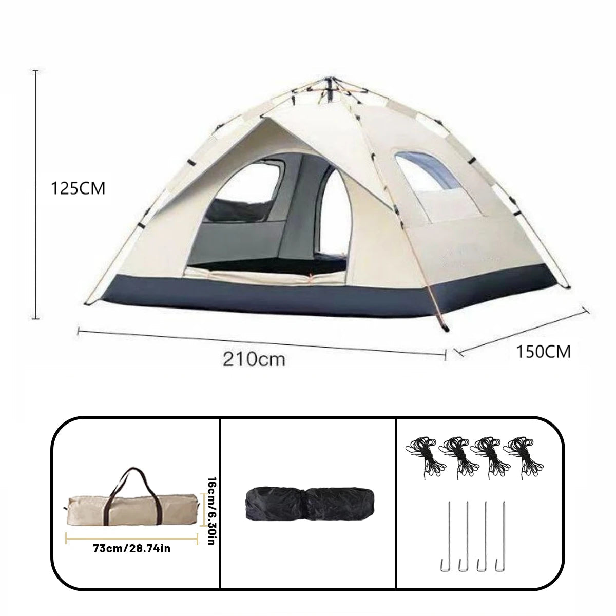 Outdoor Automatic Quick-opening Tent – Perfect for Fishing, Beach, and Sun Shelters - Golden Small image